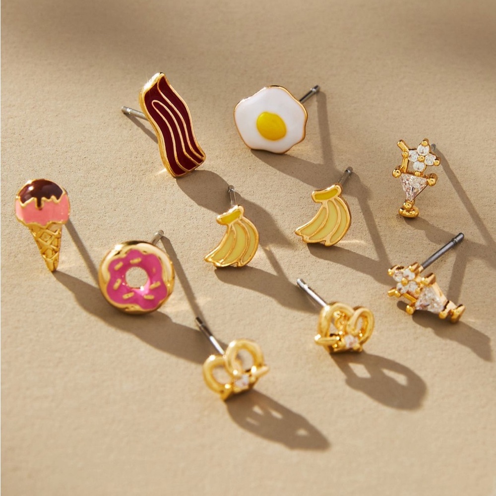 Anthropologie Food Icon Post Earrings Set of 6
